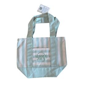 Trader Joe's 2026 summer mini canvas tote bag w/ 2 side pockets-Pastel green